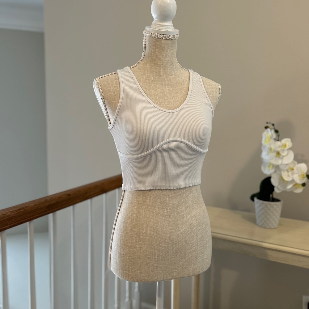 White Ribbed Crop Top